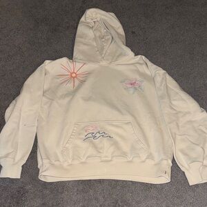 Hollister Cream Fleece-Lined Hoodie with Navy Logo